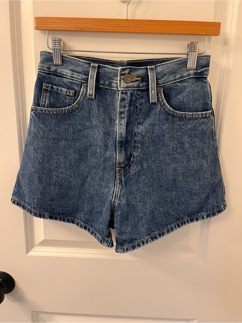 Classic High-Waist Denim Shorts - Blue